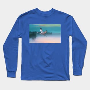 Sandhill Crane and Misty Marshes Long Sleeve T-Shirt